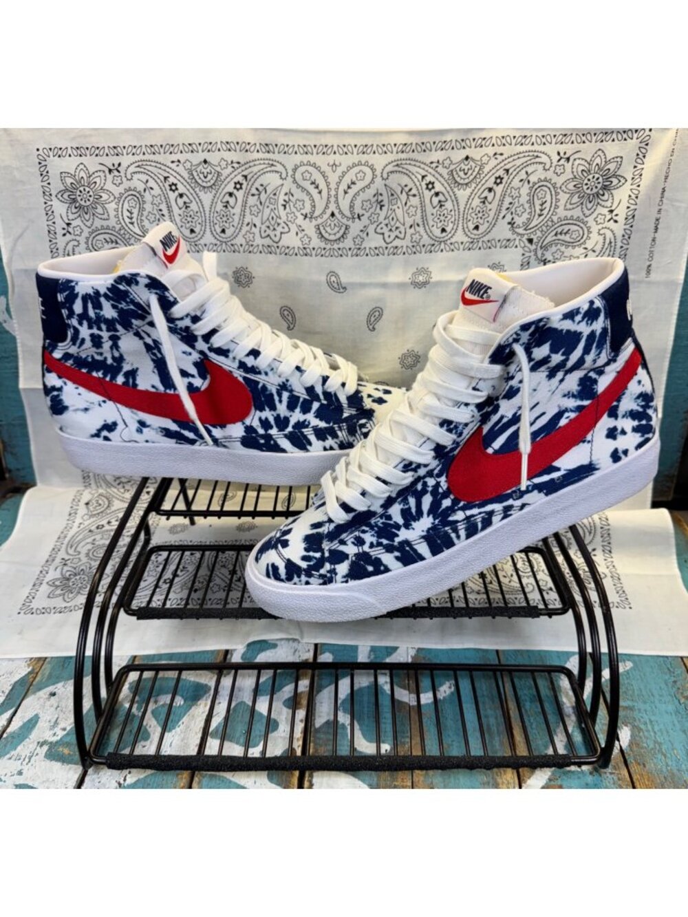 Nike Blazer Mid 77 Vintage Blue Tie Dye Size 9 Custom CZ7874-600 Worn 2X EUC